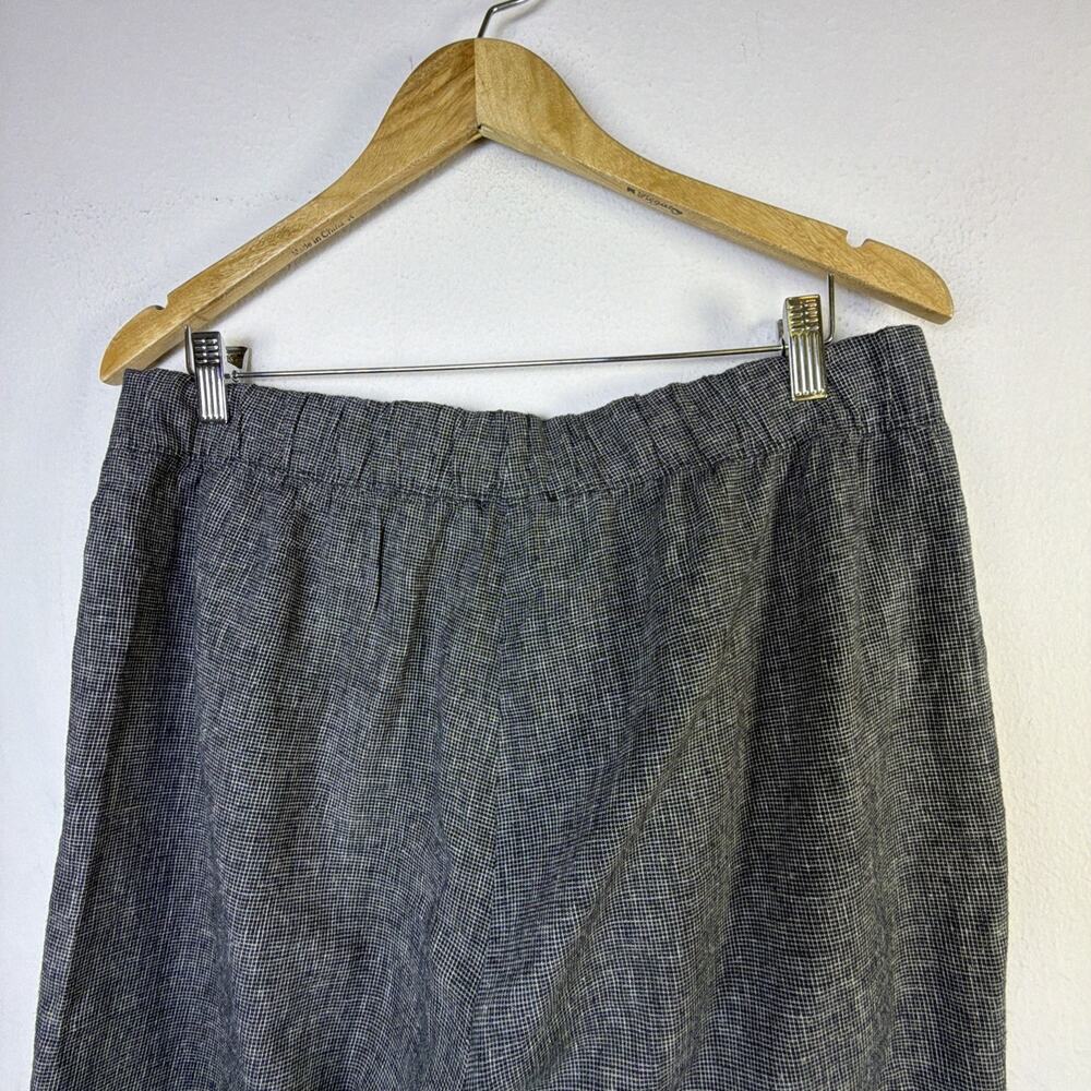Eileen Fisher Grey Linen Micro Check Pants cropped medium vacation resort - Picture 8 of 11